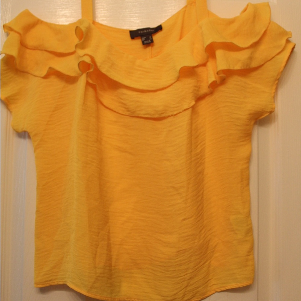 Off Shoulder Yellow Blouse with Straps by Primark